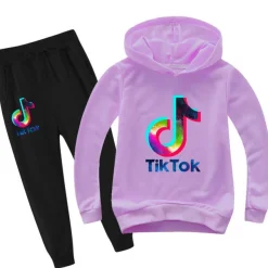 2er Set Junge Mädchen Tik Tok Hoodie Anzug Kinder Tide Pullover mit Hose
