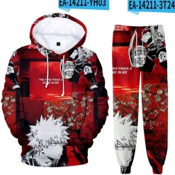 2er Set Kinder My Hero Academia 3D Druck Hoodie Anzug Baby Pullover mit Hose