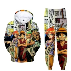 2er Set Kinder One Piece Hoodie Anzug Baby 3D Druck Cosplay Pullover mit Hose