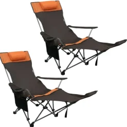 2er Set Liegestuhl tragbar Campingstuhl zusammenklappbar, Getränkehalter Tasche