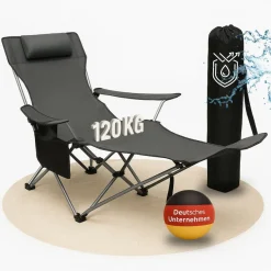 2er Set Liegestuhl tragbar Campingstuhl zusammenklappbar, Getränkehalter Tasche