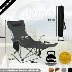 2er Set Liegestuhl tragbar Campingstuhl zusammenklappbar, Getränkehalter Tasche