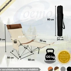 2er Set Liegestuhl tragbar Campingstuhl zusammenklappbar, Getränkehalter Tasche