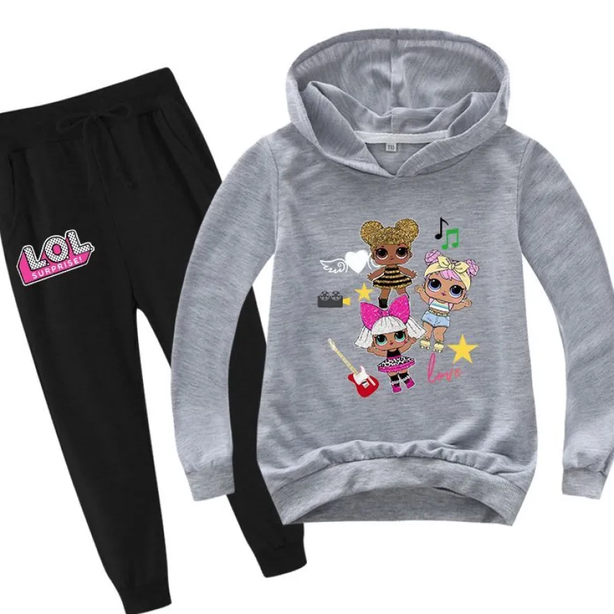 2er Set Mädchen L.O.L Surprise Hoodie Anzug Kinder Pullover Sweatshirts mit Hose