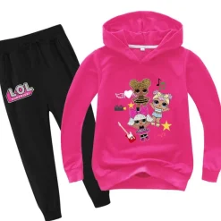 2er Set Mädchen L.O.L Surprise Hoodie Anzug Kinder Pullover Sweatshirts mit Hose
