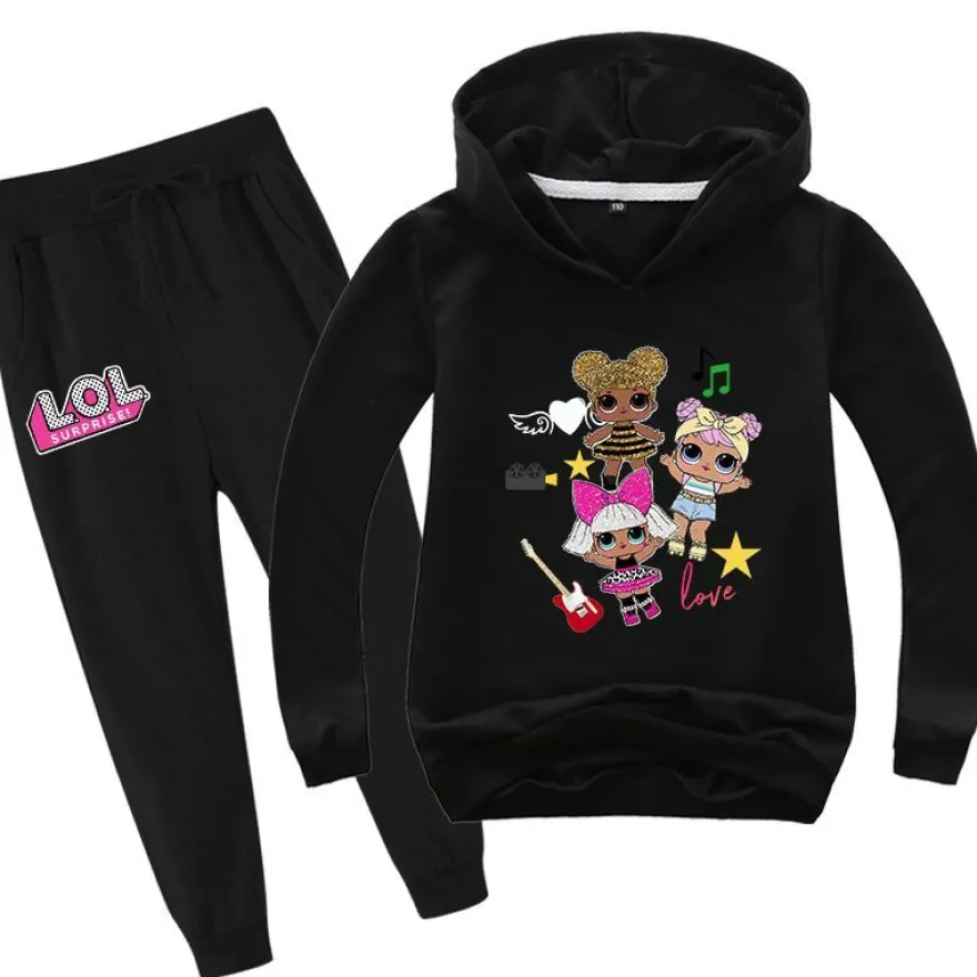2er Set Mädchen L.O.L Surprise Hoodie Anzug Kinder Pullover Sweatshirts mit Hose