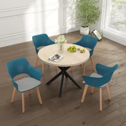 8er-Set Moderne Esszimmerstühle im Nordischen Stil mit Armlehnen, Buche-Beinen