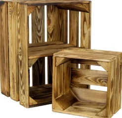 2er set Obstkiste Schubladenkiste Belotta geflammt Weinkiste Holzkiste mini Regal