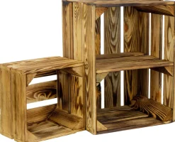 2er set Obstkiste Schubladenkiste Belotta geflammt Weinkiste Holzkiste mini Regal