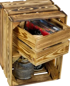 2er set Obstkiste Schubladenkiste Belotta geflammt Weinkiste Holzkiste mini Regal