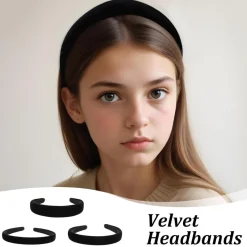 3er Set Samt Haarreif Damen Schwarz 1cm 2cm 3cm Dirndl Stirnband