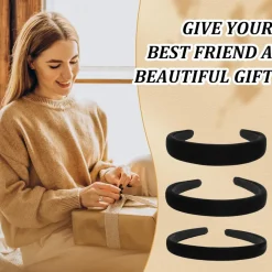 3er Set Samt Haarreif Damen Schwarz 1cm 2cm 3cm Dirndl Stirnband