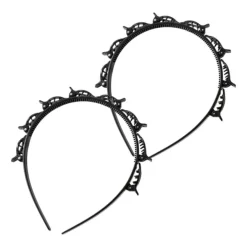 2er Set Schwarz Haarreif mit Zahnstirnband Braid Tool Twister Clips
