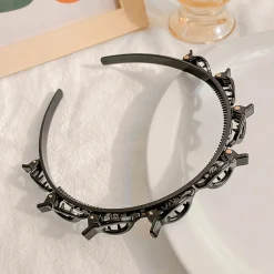 2er Set Schwarz Haarreif mit Zahnstirnband Braid Tool Twister Clips