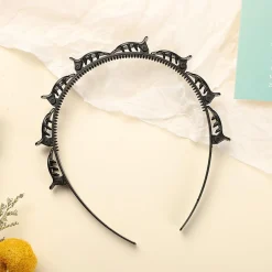 2er Set Schwarz Haarreif mit Zahnstirnband Braid Tool Twister Clips