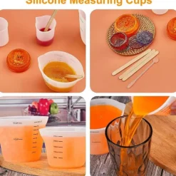 6er Set Silikon Messbecher 500ml 250ml 100ml 10ml klar Skalen DIY Basteln Küche