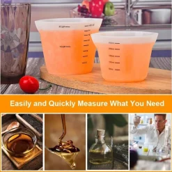 6er Set Silikon Messbecher 500ml 250ml 100ml 10ml klar Skalen DIY Basteln Küche