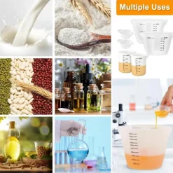 6er Set Silikon Messbecher 500ml 250ml 100ml 10ml klar Skalen DIY Basteln Küche