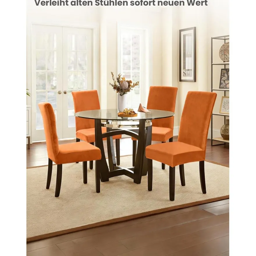 6er Set Stuhlhussen für Schwingstuhl, Stretch Samt-Stuhlbezug, Elastisch