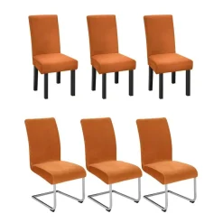 6er Set Stuhlhussen für Schwingstuhl, Stretch Samt-Stuhlbezug, Elastisch