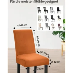 6er Set Stuhlhussen für Schwingstuhl, Stretch Samt-Stuhlbezug, Elastisch