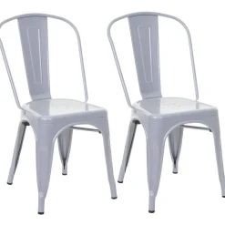 2er-Set Stuhl HWC-A73, Bistrostuhl Stapelstuhl, Metall Industriedesign stapelbar