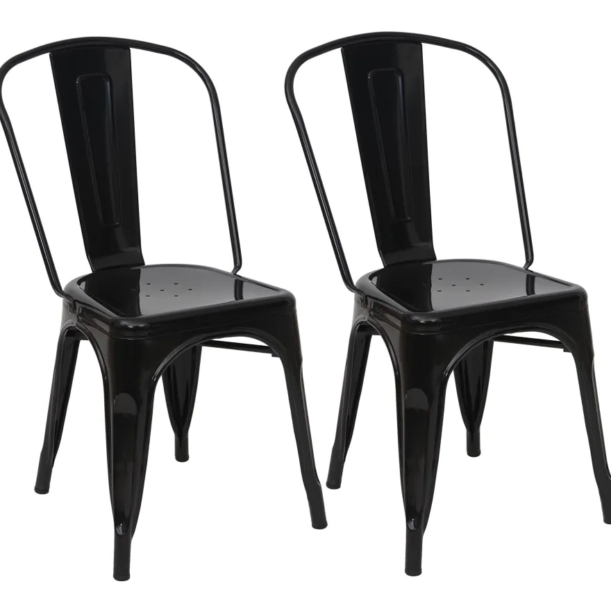 2er-Set Stuhl HWC-A73, Bistrostuhl Stapelstuhl, Metall Industriedesign stapelbar