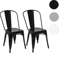 2er-Set Stuhl HWC-A73, Bistrostuhl Stapelstuhl, Metall Industriedesign stapelbar