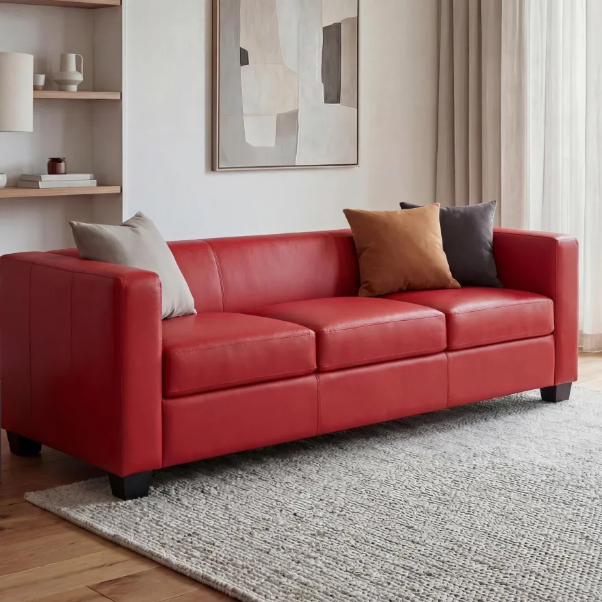 3er Sofa Couch Loungesofa Lille, Leder