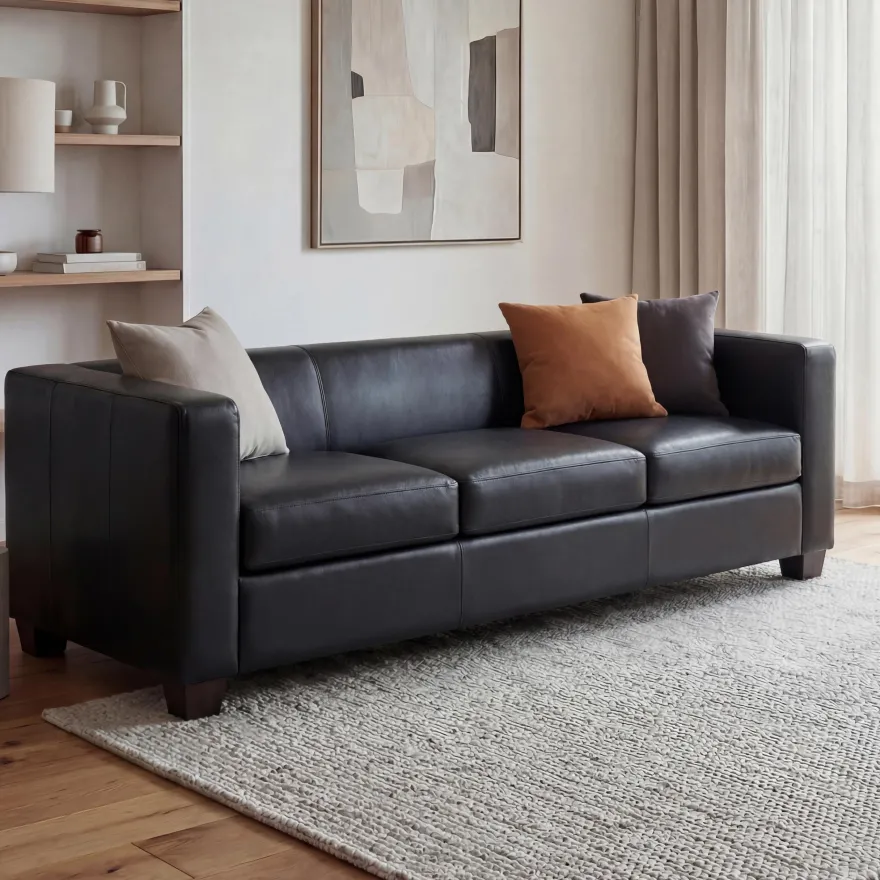 3er Sofa Couch Loungesofa Lille, Leder