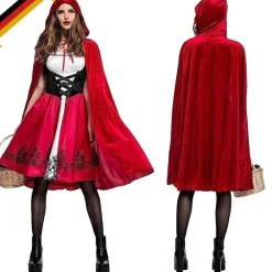 Erwachsene Damen Rotkappchen Cosplay Kleid Cape Weihnachten Fancy Party Kostum