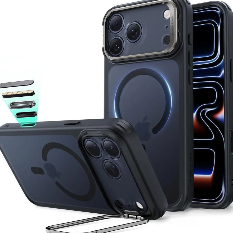 ESR iPhone 17 Pro Hülle mit MagSafe, Kamerasteuerung und Ständer, Mattschwarz