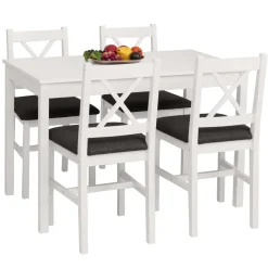 Esszimmer-Set HWC-F77, Sitzgruppe Esszimmergruppe, Massiv-Holz Landhaus 110cm