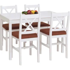 Esszimmer-Set HWC-F77, Sitzgruppe Esszimmergruppe, Massiv-Holz Landhaus 110cm