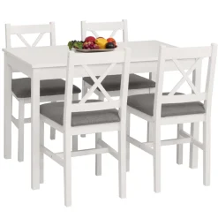 Esszimmer-Set HWC-F77, Sitzgruppe Esszimmergruppe, Massiv-Holz Landhaus 110cm