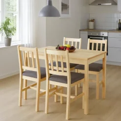 Esszimmer-Set HWC-F77, Sitzgruppe Esszimmergruppe, Massiv-Holz Landhaus 110cm