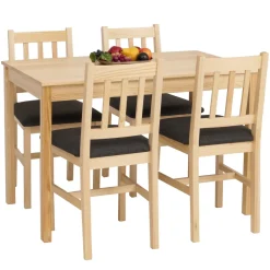 Esszimmer-Set HWC-F77, Sitzgruppe Esszimmergruppe, Massiv-Holz Landhaus 110cm