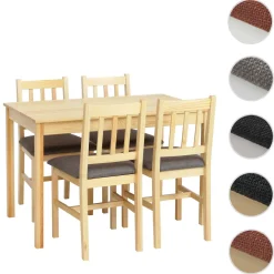 Esszimmer-Set HWC-F77, Sitzgruppe Esszimmergruppe, Massiv-Holz Landhaus 110cm