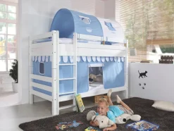 Etagenbett Benni Weiß Lackiert Buche Massiv 90x200 cm mit Rollrosten