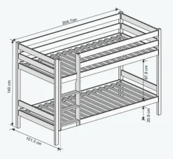 Etagenbett Lupo Buche massiv 90x200 cm mit Rollrosten