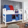 Etagenbett mit hohem Kopf- und Fußteil Kick Buche Weiß lackiert 90x200 cm