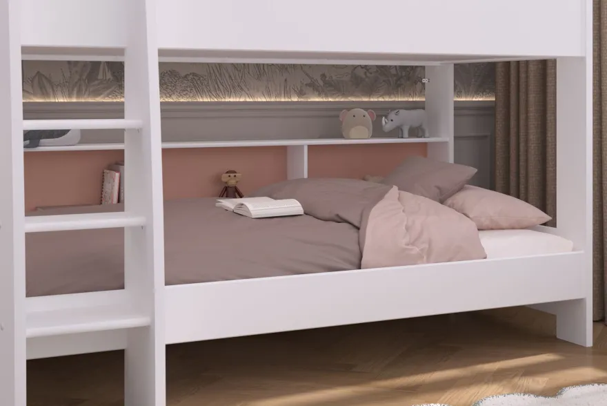 Etagenbett Parisot Leo 11 mit Bettschublade 90x200 Holzdekor Weiß
