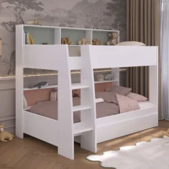 Etagenbett Parisot Leo 11 mit Bettschublade 90x200 Holzdekor Weiß
