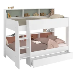Etagenbett Parisot Leo 11 mit Bettschublade 90x200 Holzdekor Weiß