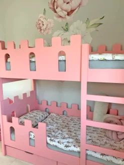 Etagenbett „Schloss“ für 2 Kinder 160×75 cm - inkl. 2 Matratzen & Schublade