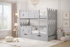 Etagenbett „Schloss“ für 2 Kinder 160×75 cm - inkl. 2 Matratzen & Schublade