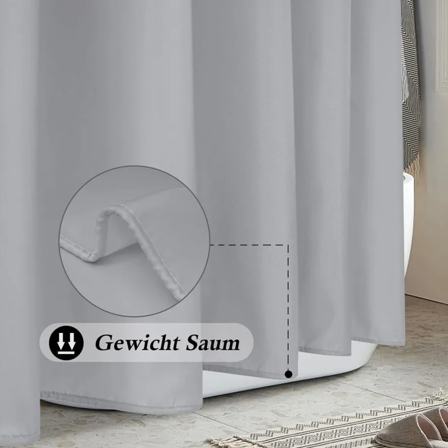 EurCross Duschvorhang Grau 100x180 cm - Wasserdicht, Anti-Schimmel, Schnell