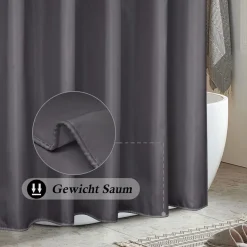 EurCross Duschvorhang 180x180 Dunkelgrau Wasserdicht Textil Polyester Stoff