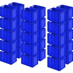 30 Eurobehälter m. 2 Durchfassgriffen, blau, Boden verrippt, LxBxH 600x400x420 mm