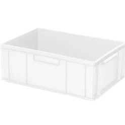 4 Eurobehälter mit 2 Griffleisten, LxBxH 600 x 400 x 220 mm, 43 Liter, weiß